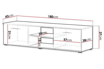 Soho TV-bänk 180x43x37 cm - Svart - Möbler - Vardagsrum - Tv-möbler & mediamöbler - Tv-bänkar