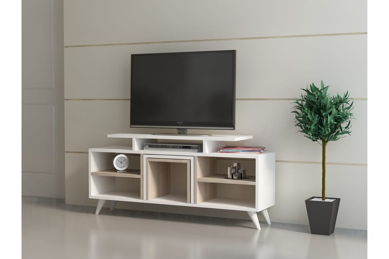 Sqandie Golvstående Tv-bänk 120 cm med Förvaring i Målat Trä - Vit - Möbler - Vardagsrum - Tv-möbler & mediamöbler - Tv-bänkar