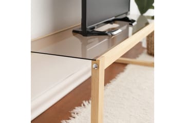 Sqandie Golvstående Tv-bänk 130 cm i Glas med Träram - Brun - Möbler - Vardagsrum - Tv-möbler & mediamöbler - Tv-bänkar