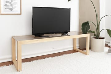 Sqandie Golvstående Tv-bänk 130 cm i Glas med Träram - Brun - Möbler - Vardagsrum - Tv-möbler & mediamöbler - Tv-bänkar