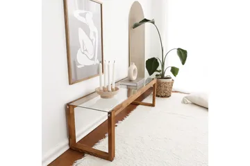 Sqandie Golvstående Tv Bänk 130 cm i Glas med Träram - Klar - Möbler - Vardagsrum - Tv-möbler & mediamöbler - Tv-bänkar