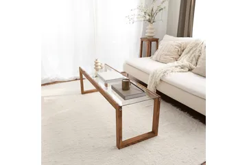 Sqandie Golvstående Tv Bänk 130 cm i Glas med Träram - Klar - Möbler - Vardagsrum - Tv-möbler & mediamöbler - Tv-bänkar