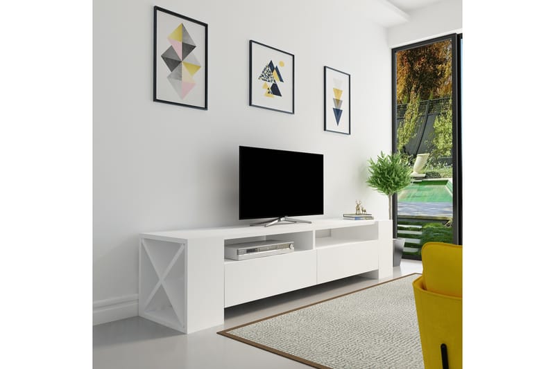 STENHESTRA TV-Bänk 155 cm Vit - Möbler - Vardagsrum - Tv-möbler & mediamöbler - Tv-bänkar