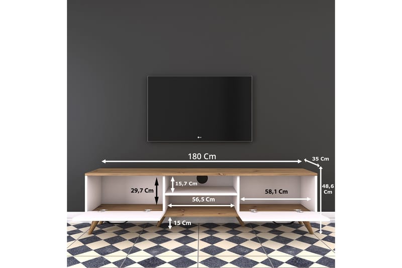 STIMMERBO TV-Bänk 180 cm Vit/Brun - Tv-bänkar