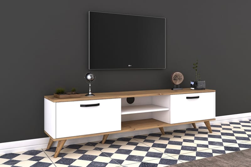 STIMMERBO TV-Bänk 180 cm Vit/Brun - Tv-bänkar