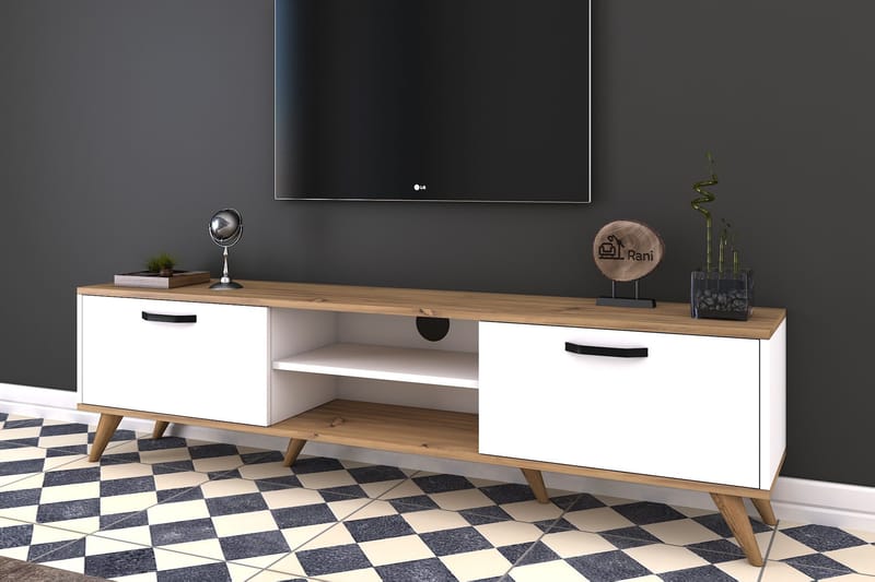 STIMMERBO TV-Bänk 180 cm Vit/Brun - Tv-bänkar