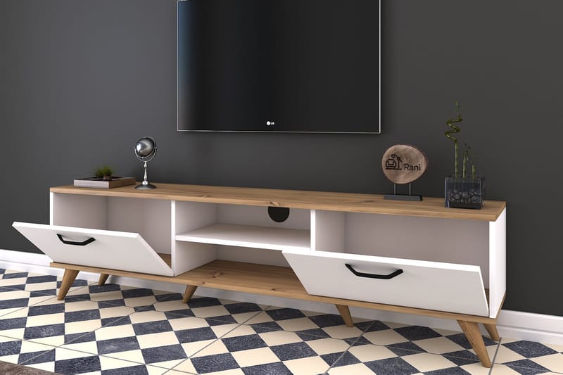 STIMMERBO TV-Bänk 180 cm Vit/Brun - Tv-bänkar