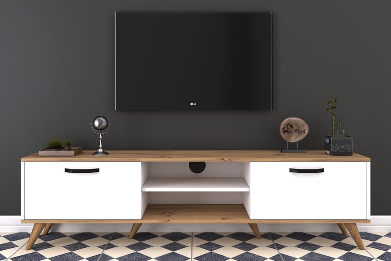 STIMMERBO TV-Bänk 180 cm Vit/Brun - Tv-bänkar