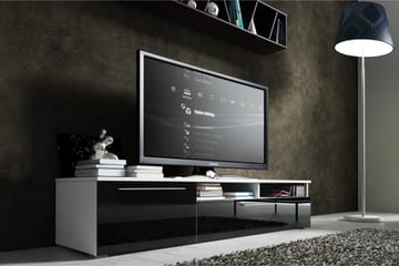 Stockend Golvstående TV Bänk 150 cm med Förvaring i Målat Trä med högglans utseende - Svart - Möbler - Vardagsrum - Tv-möbler & mediamöbler - Tv-bänkar