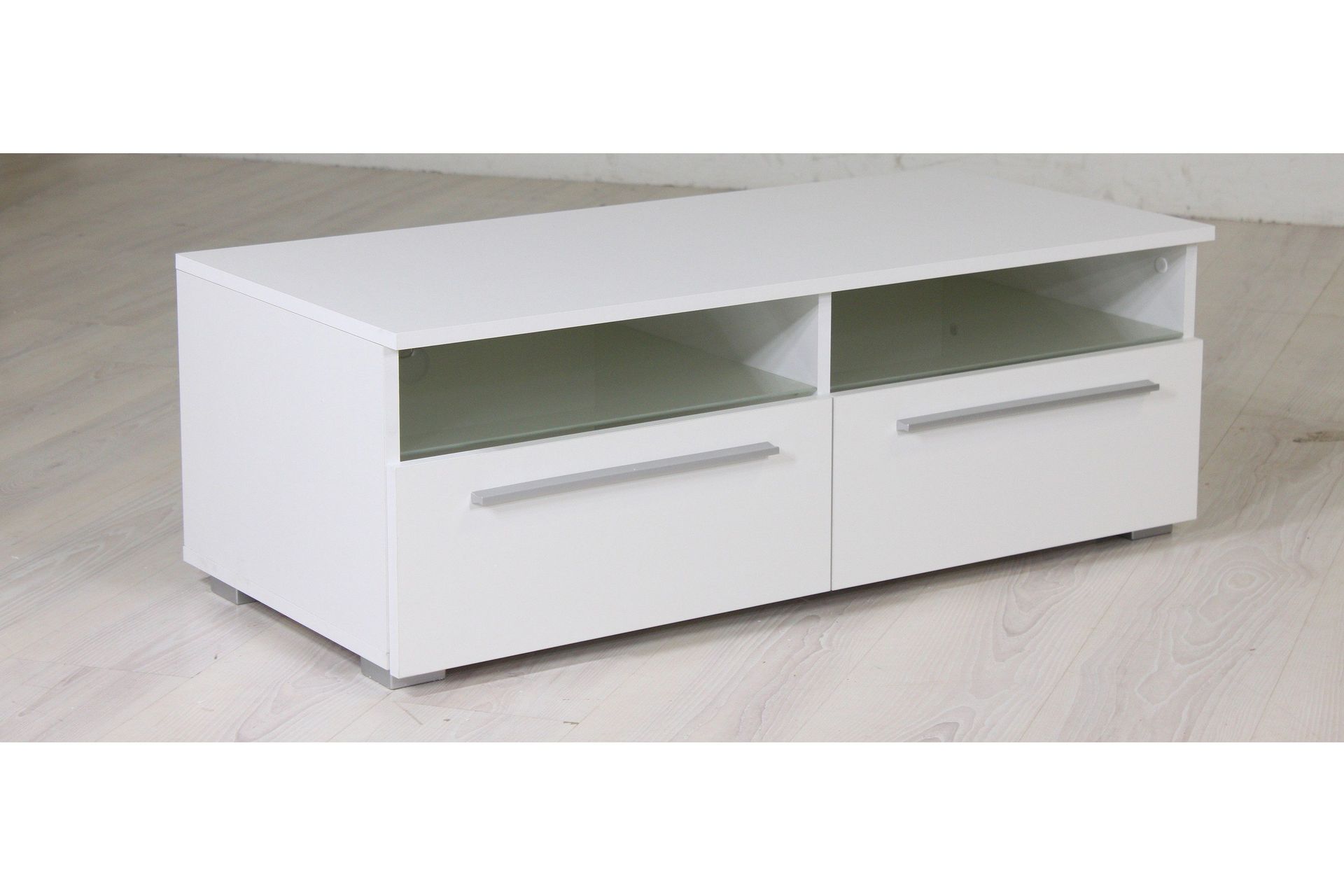 stockend tv-bänk 100 cm - vit