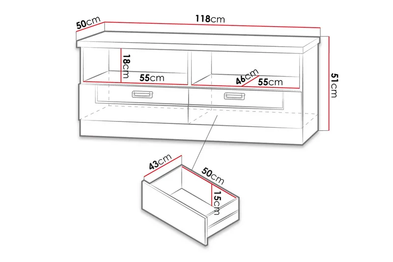 Tadeusz TV-bänk 118x50x50 cm - Brun - Möbler - Vardagsrum - Tv-möbler & mediamöbler - Tv-bänkar