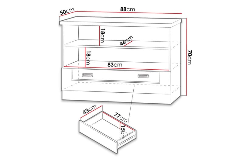 Tadeusz TV-bänk 88x50x69 cm - Brun - Möbler - Vardagsrum - Tv-möbler & mediamöbler - Tv-bänkar