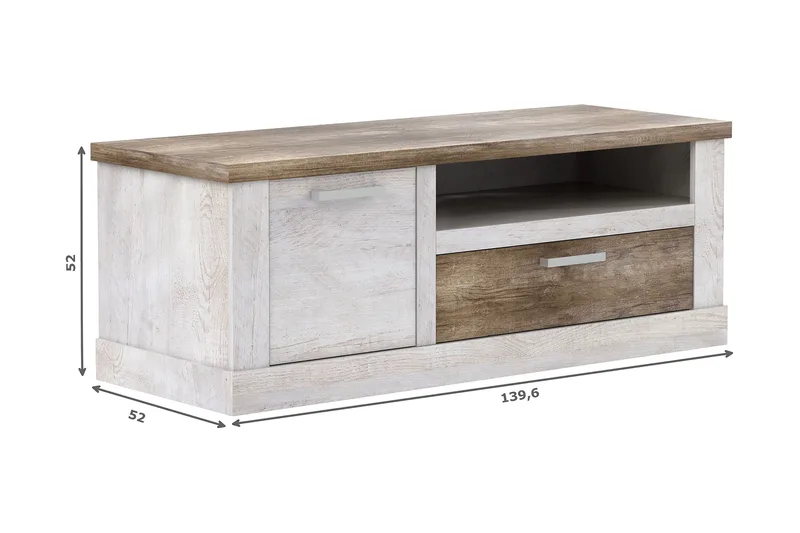 Talebi TV-Bänk 140 cm - Brun/Vit - Möbler - Vardagsrum - Tv-möbler & mediamöbler - Tv-bänkar