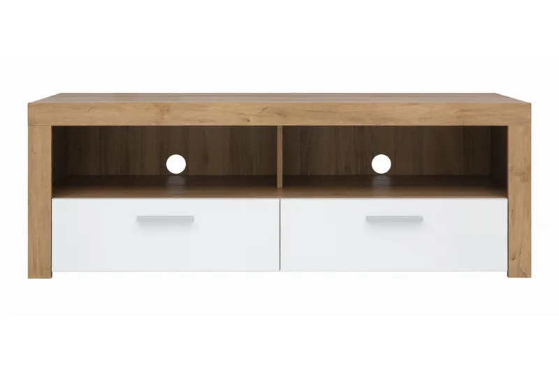 Tarka TV-bänk 135 cm, Trä/natur|Vit