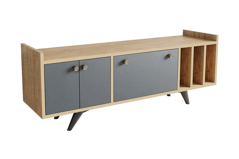 TEMLAS Tv-bänk 150 cm Antracit/Natur - Möbler - Vardagsrum - Tv-möbler & mediamöbler - Tv-bänkar