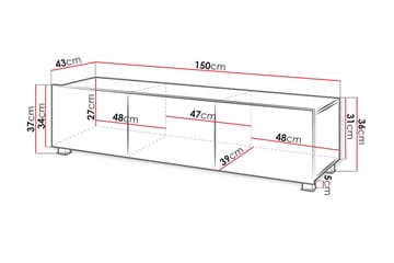 Tessan Golvstående TV Bänk 150 cm med Förvaring i Målat Trä - Svart - Möbler - Vardagsrum - Tv-möbler & mediamöbler - Tv-bänkar