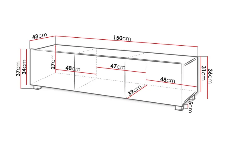 Tessan TV-bänk 150 cm - Svart - Möbler - Vardagsrum - Tv-möbler & mediamöbler - Tv-bänkar