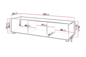 Tessan TV-bänk 150 cm - Svart - Möbler - Vardagsrum - Tv-möbler & mediamöbler - Tv-bänkar