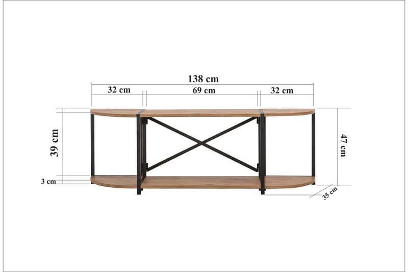 THAMBO Tv-bänk 138 cm Brun/Svart - Möbler - Vardagsrum - Tv-möbler & mediamöbler - Tv-bänkar