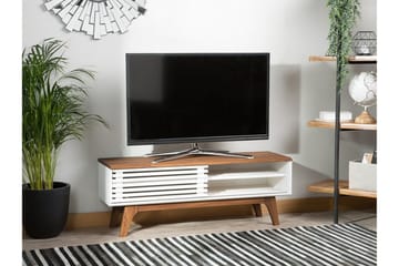 Toledo Golvstående Tv Bänk 117 cm med Förvaring i Målat Trä - Vit - Möbler - Vardagsrum - Tv-möbler & mediamöbler - Tv-bänkar