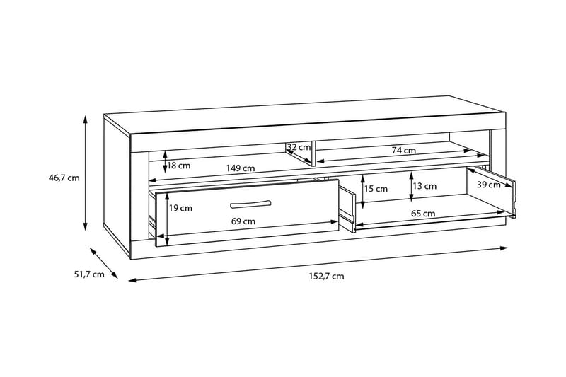 Tolovgrad Tv-bänk 153 cm - Grå/Vit - Möbler - Vardagsrum - Tv-möbler & mediamöbler - Tv-bänkar