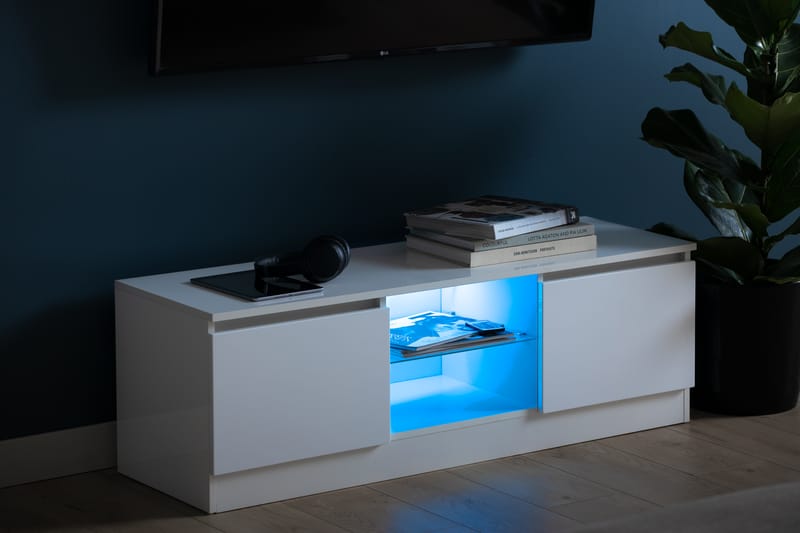 TOLSBY Tv-Bänk 120 cm LED-Belysning Vit - Möbler - Vardagsrum - Tv-möbler & mediamöbler - Tv-bänkar