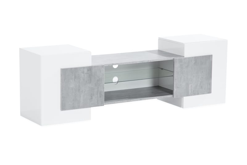 TOLSBY Tv-Bänk 160 cm med LED-Belysning Vit/Grå - Tv-bänkar