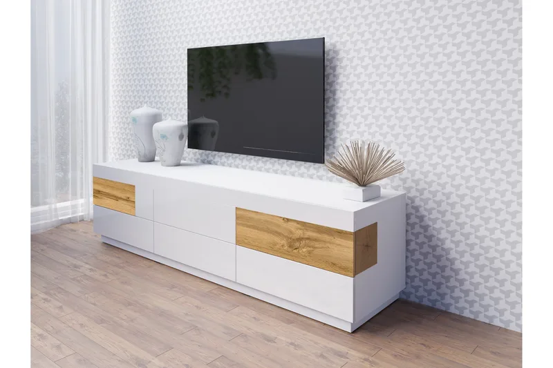 Tomeka TV-bänk 206 cm - Vit/Trä - Möbler - Vardagsrum - Tv-möbler & mediamöbler - Tv-bänkar