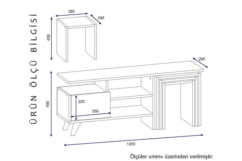 TONYA Tv-bänk 120 cm Vit/Valnöt - Vit/Valnöt - Tv-bänkar