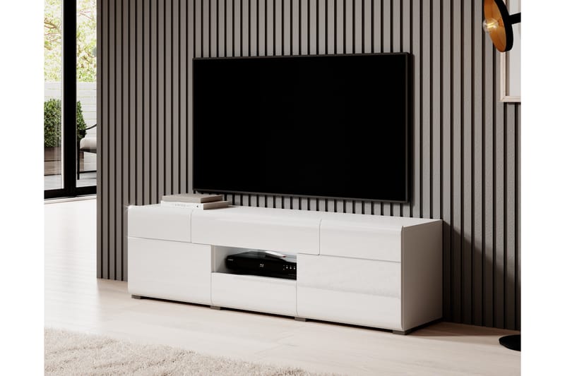 Toreno Tv Bänk 159 cm med Förvaring i Trä - Vit - Möbler - Vardagsrum - Tv-möbler & mediamöbler - Tv-bänkar
