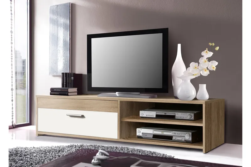 Turino Golvstående Tv Bänk 120 cm med Förvaring i Mörkt Trä, Brun