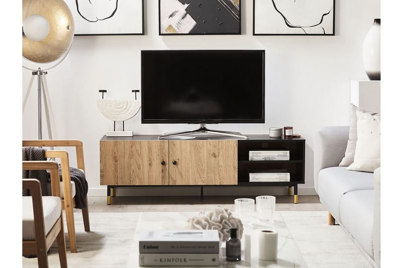 TUSCULA TV-bänk 150x40 cm Svart/Ljust Trä - Möbler - Vardagsrum - Tv-möbler & mediamöbler - Tv-bänkar