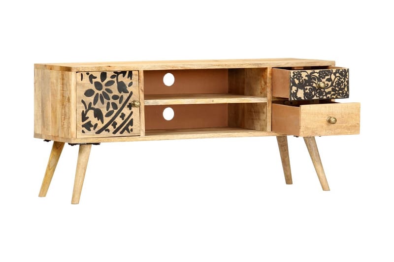 TV-bänk 100x30x45 cm massivt mangoträ - Brun - Möbler - Vardagsrum - Tv-möbler & mediamöbler - Tv-bänkar