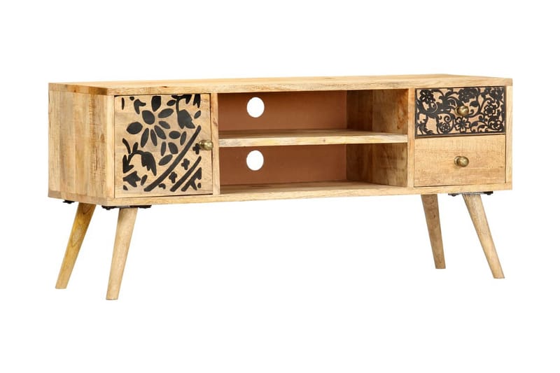 TV-bänk 100x30x45 cm massivt mangoträ - Brun - Möbler - Vardagsrum - Tv-möbler & mediamöbler - Tv-bänkar
