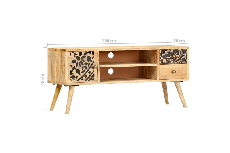 TV-bänk 100x30x45 cm massivt mangoträ - Brun - Möbler - Vardagsrum - Tv-möbler & mediamöbler - Tv-bänkar