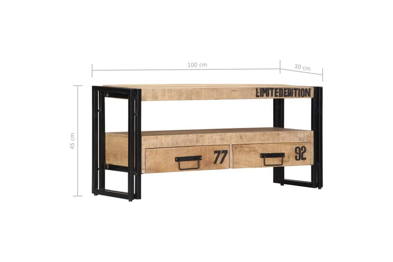 TV-bänk 100x30x45 cm massivt mangoträ - Brun - Möbler - Vardagsrum - Tv-möbler & mediamöbler - Tv-bänkar