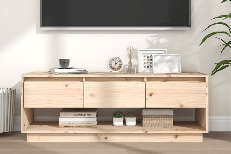 Tv-bänk 110,5x34x40 cm massiv furu - Brun - Möbler - Vardagsrum - Tv-möbler & mediamöbler - Tv-bänkar