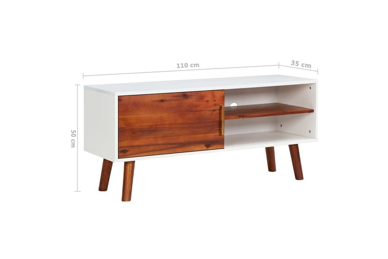 TV-bänk 110x35x50 cm massivt akaciaträ och MDF - Brun - Möbler - Vardagsrum - Tv-möbler & mediamöbler - Tv-bänkar