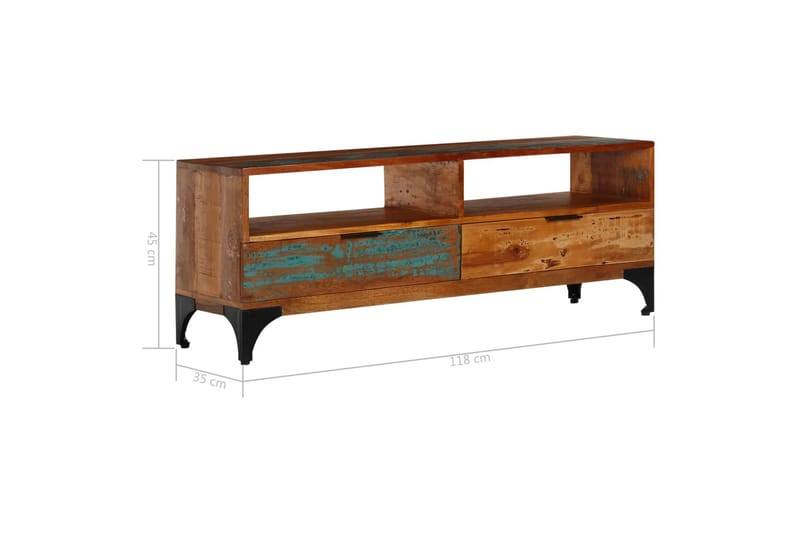 TV-bänk 118x35x45 cm massivt återvunnet trä - Brun - Möbler - Vardagsrum - Tv-möbler & mediamöbler - Tv-bänkar