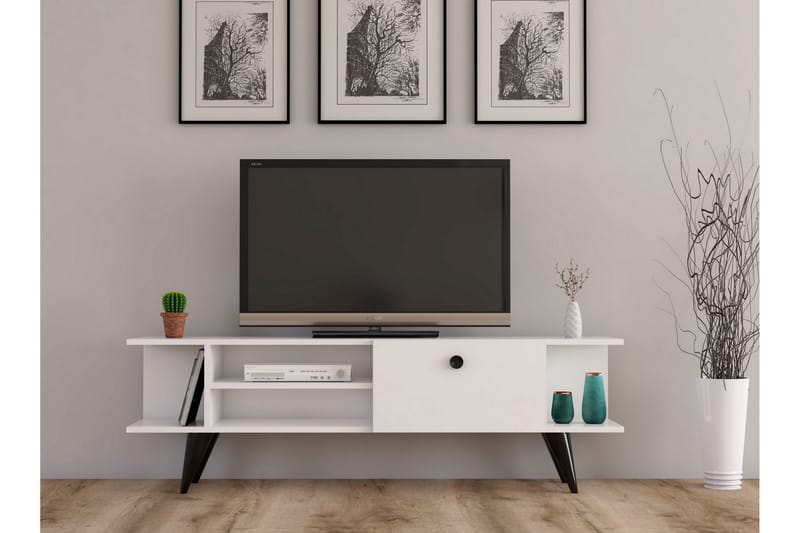 TV-BÄNK 120 cm Vit/Svart - Möbler - Vardagsrum - Tv-möbler & mediamöbler - Tv-bänkar