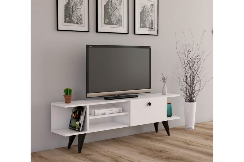 TV-BÄNK 120 cm Vit/Svart - Möbler - Vardagsrum - Tv-möbler & mediamöbler - Tv-bänkar