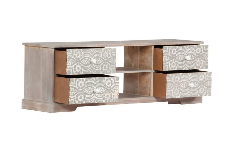 TV-bänk 120x30x40 cm massivt akaciaträ - Vit - Möbler - Vardagsrum - Tv-möbler & mediamöbler - Tv-bänkar