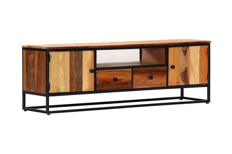 TV-bänk 120x30x40 cm massivt återvunnet trä och stål - Brun - Möbler - Vardagsrum - Tv-möbler & mediamöbler - Tv-bänkar