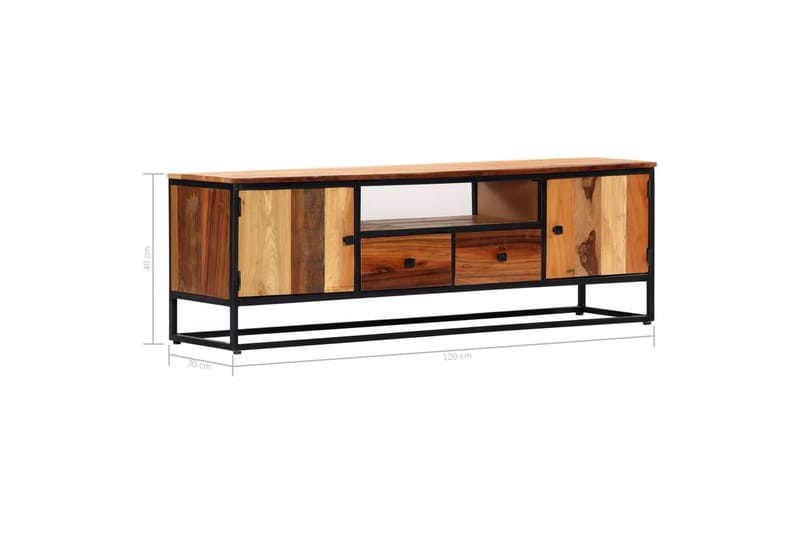 TV-bänk 120x30x40 cm massivt återvunnet trä och stål - Brun - Möbler - Vardagsrum - Tv-möbler & mediamöbler - Tv-bänkar