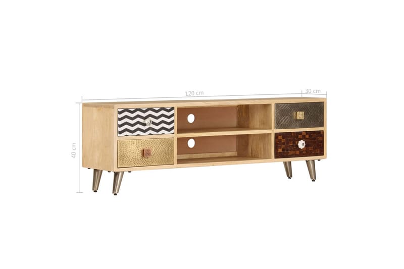 TV-bänk 120x30x40 cm massivt mangoträ - Brun - Möbler - Vardagsrum - Tv-möbler & mediamöbler - Tv-bänkar
