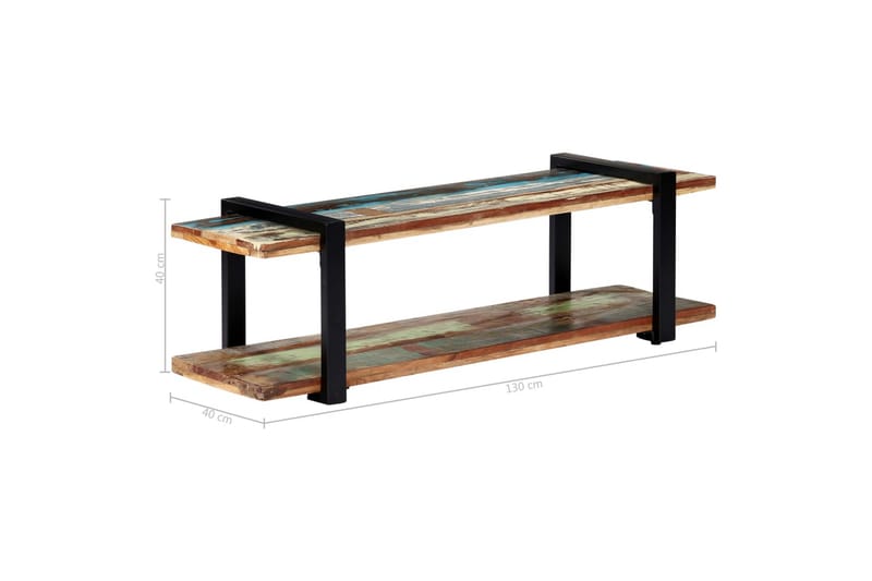 TV-bänk 130x40x40 cm massivt återvunnet trä - Flerfärgad - Möbler - Vardagsrum - Tv-möbler & mediamöbler - Tv-bänkar