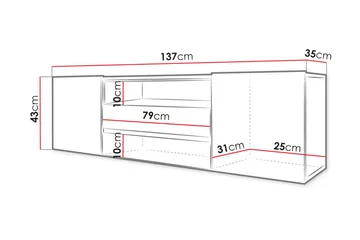 TV-bänk 137 cm LED-belysning - Ek - Möbler - Vardagsrum - Tv-möbler & mediamöbler - Tv-bänkar