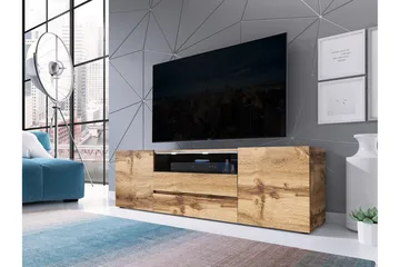 TV-bänk 137 cm LED-belysning - Ek - Möbler - Vardagsrum - Tv-möbler & mediamöbler - Tv-bänkar