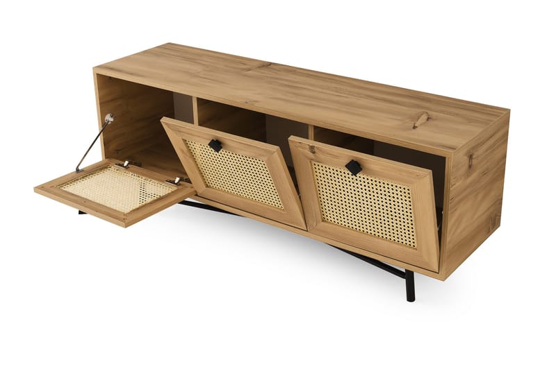 TV-BÄNK 140 cm 3 Skåp Natur/Svart - Möbler - Vardagsrum - Tv-möbler & mediamöbler - Tv-bänkar