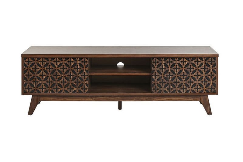 TV-bänk 140 cm mörkbrun PRESCOT - Trä/natur - Möbler - Vardagsrum - Tv-möbler & mediamöbler - Tv-bänkar